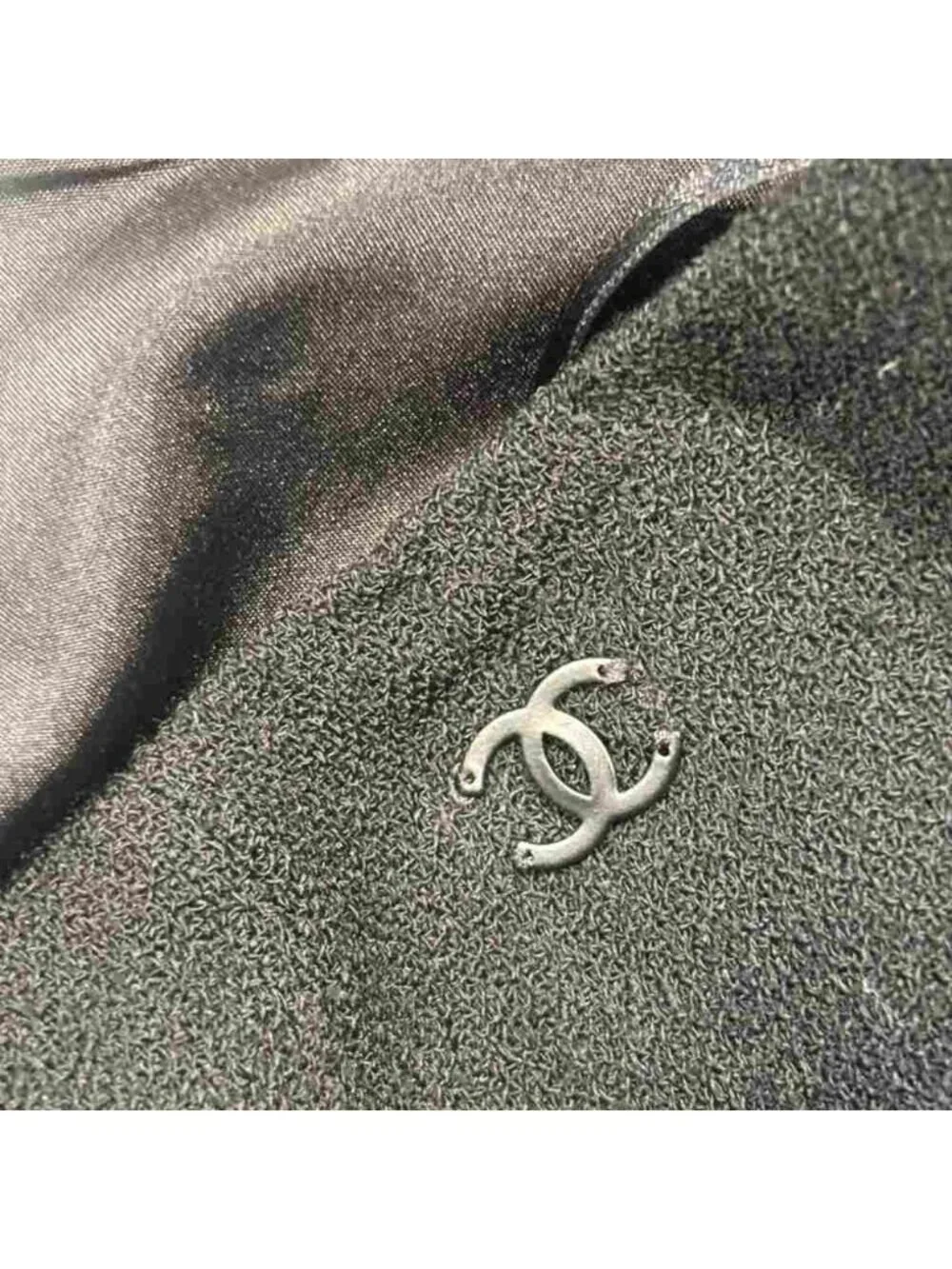 Chanel Tight Skirt Wool Knee Length CC Logo 38 Black